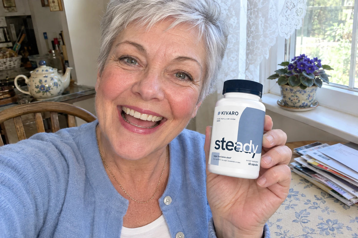 Person holding the bottle, everyday setting, ages 40–65