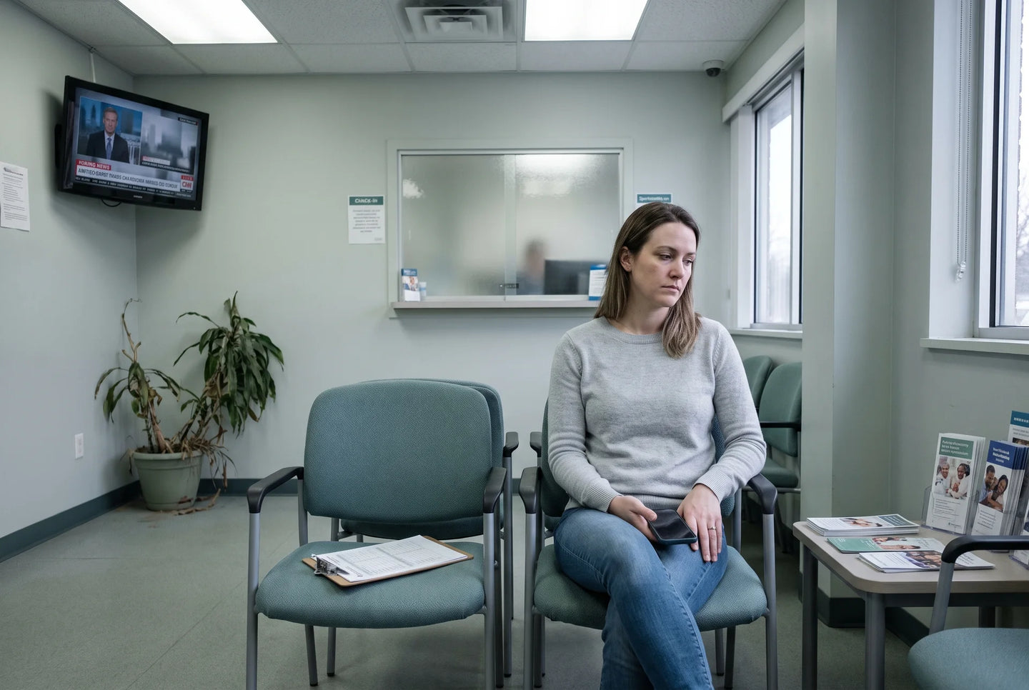 Woman in a doctor's waiting room